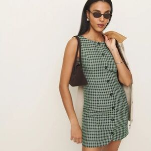 Reformation Zarae Linen Dress Green - Size 12